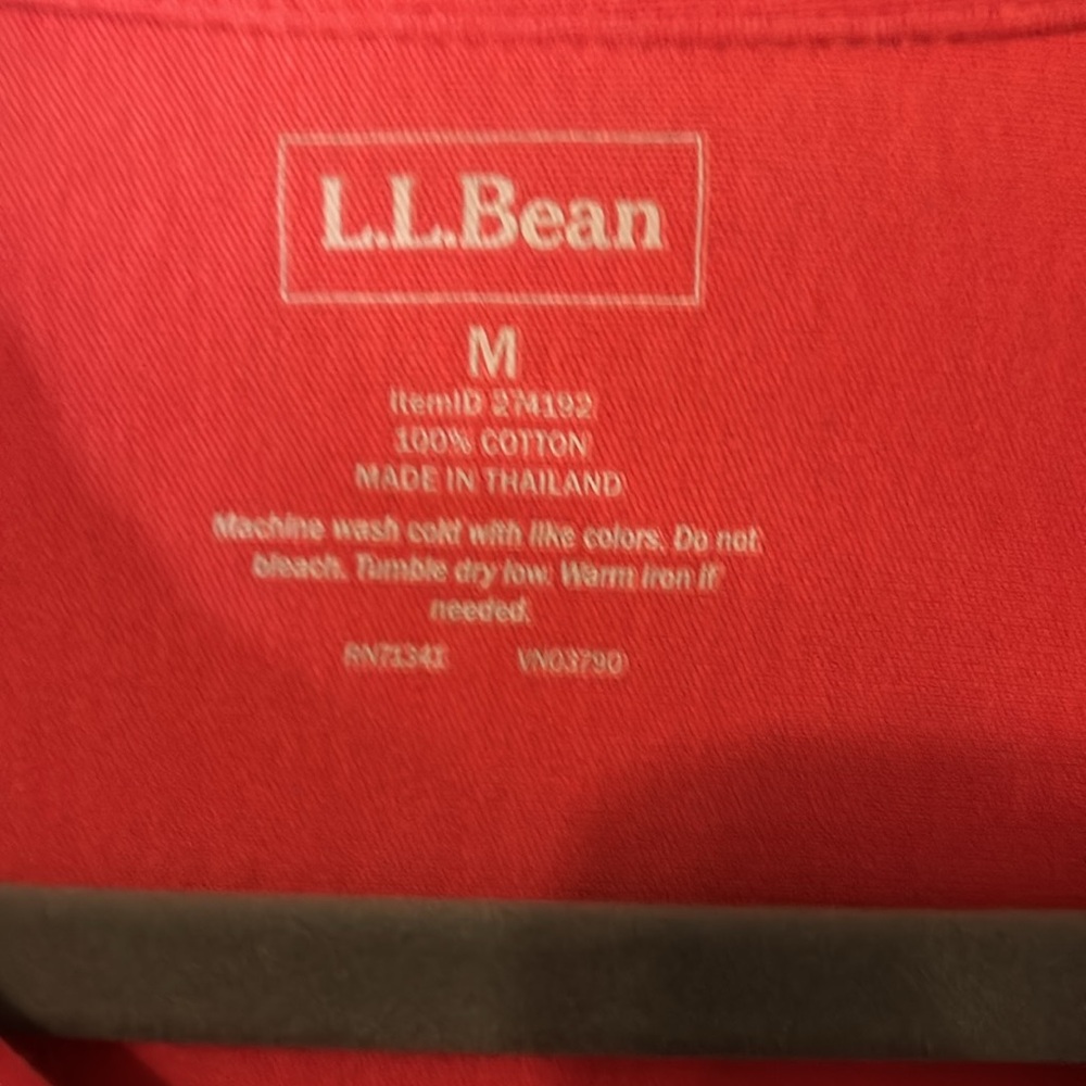 LL Bean Coral Pink Button Down Blouse Top Size Large 100%Cotton Jersey Material - Picture 5 of 10